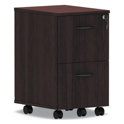 Alera Valencia Series Mobile Pedestal, Left Or Right, 2 Legal/letter-Size File Drawers, Mahogany, 15.38